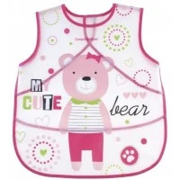 Пластиковый нагрудник Canpol Babies Puppets Мишка, розовый