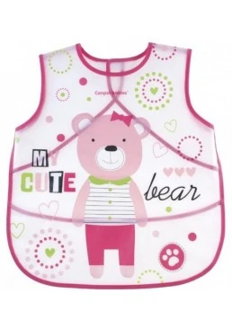 Пластиковий нагрудник Canpol Babies Puppets Мишка, рожевий