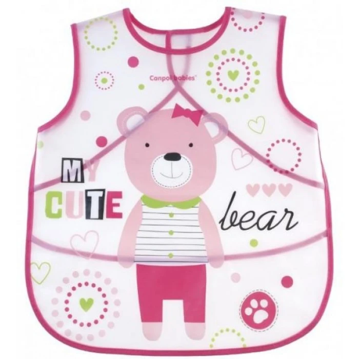 Пластиковий нагрудник Canpol Babies Puppets Мишка, рожевий - 