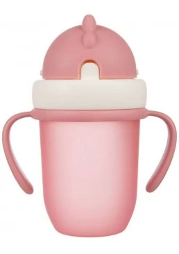 Пляшечка з силіконовою трубочкою рожева Canpol Babies Matte Pastels, 210 мл