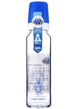 Бутылочка для кормления стеклянная Canpol Babies с силиконовой соской №42/101, 240 мл
