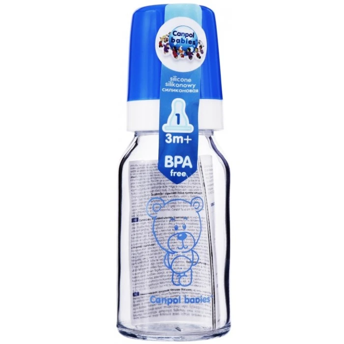 Бутылочка для кормления стеклянная Canpol Babies с силиконовой соской №42/102, 120 мл - 