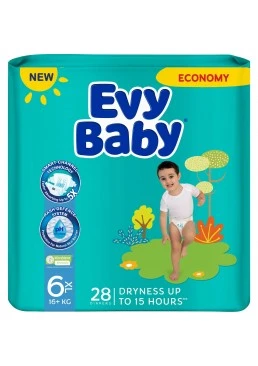 Підгузки дитячі Evy Baby 6 (16+кг), 28 шт