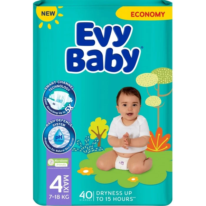 Підгузки Evy Baby Maxi  4+ (7-18 кг), 40 шт - 