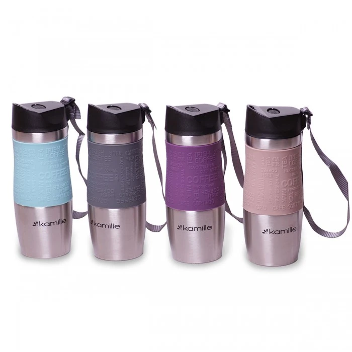 Термокружка Kamille мягкой вставкой и ремешком, 480 мл (КМ-2051) - 