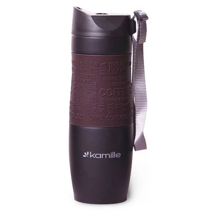 Термокружка Kamille с TPR-вставкой и ремешком 2067, 480 мл - 