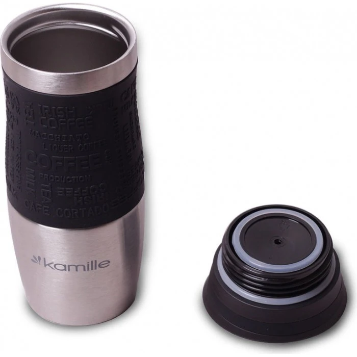 Термокружка Kamille с TPR-вставкой и ремешком 2067, 480 мл - 