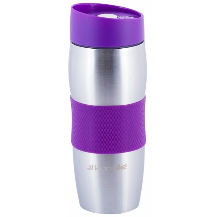 Термокружка Kamille из нержавеющей стали с TPR-вставкой, 380мл - 