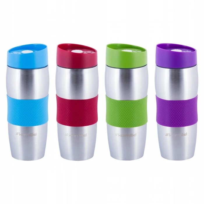 Термокружка Kamille из нержавеющей стали с TPR-вставкой, 380мл - 