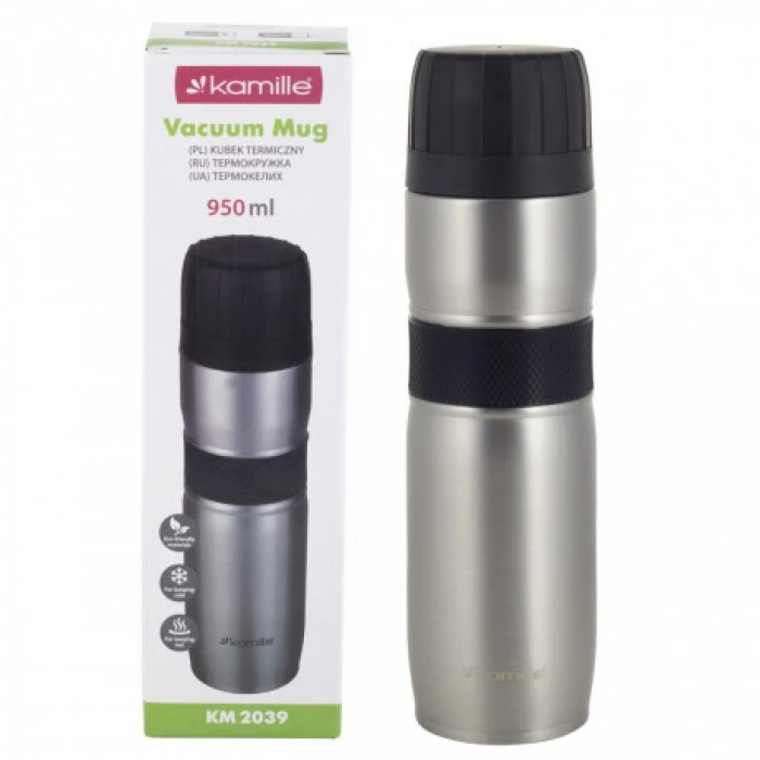Термос питьевой Kamille KM-2039-Gray серый, 950 мл  - 