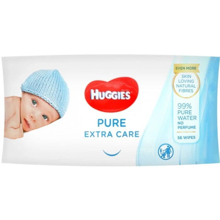 Дитячі вологі серветки Huggies Pure Extra Care, 56 шт - 