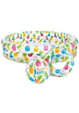 Детский надувной бассейн Intex с мячом и кругом 132х28см, круг-51см. мяч-51см, 248 л