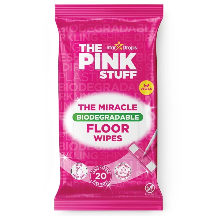 Вологі серветки для підлоги The Pink Stuff Biodegradable Floor Wipes, 20 шт - 