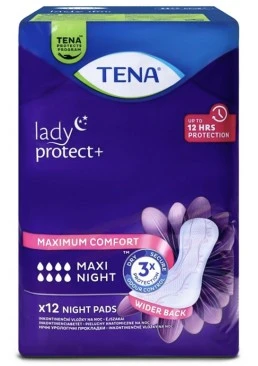Ночные урологические прокладки Tena Lady Protect+ Maxi Night, 8 капель, 12 шт.