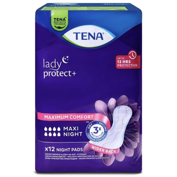 Ночные урологические прокладки Tena Lady Protect+ Maxi Night, 8 капель, 12 шт. - 