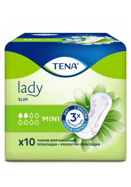 Тонкие урологические прокладки Tena Lady Slim Mini, 2 капли, 10 шт.