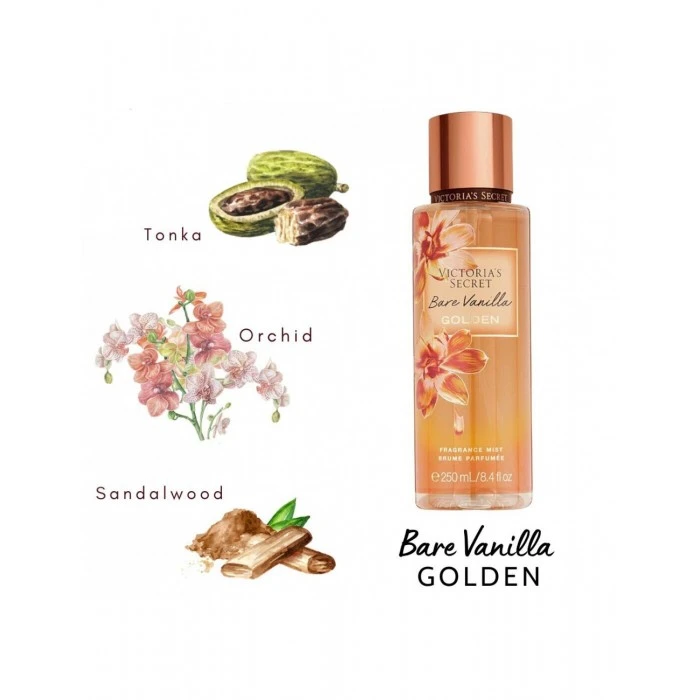 Парфумований спрей для тіла Victoria's Secret Bare Vanilla Golden (Ванільний сплеск), 250 мл - 