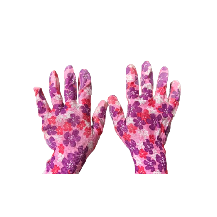 Перчатки рабочие Inter Globus Цветы розовые нейлоновые, 1 пара (цвета в ассортменте) - 