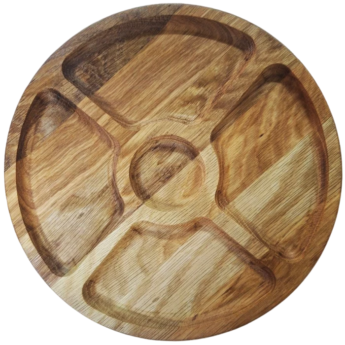 Менажница дубовая круглая с секциями  в ассортименте, 25 см - 