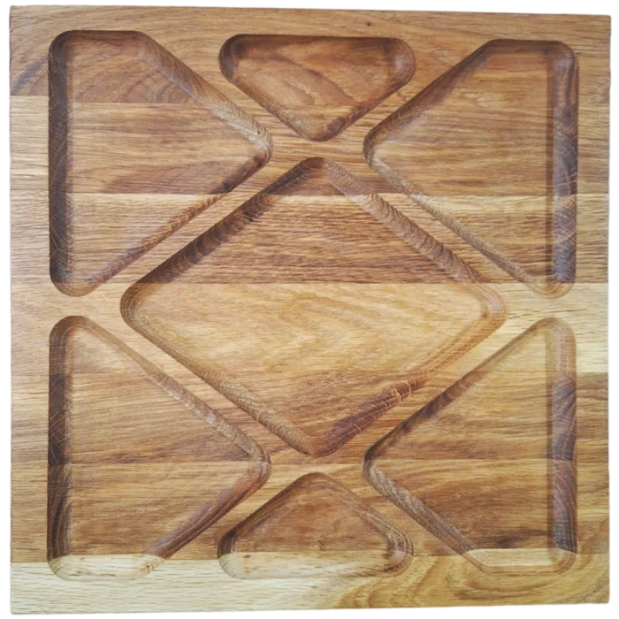 Менажниця дубова квадратна з секціями, 30х30 см - 