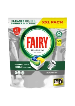 Средство для мытья посуды в посудомоечных машинах в капсулах Лимон All in One Platinum, 59 шт