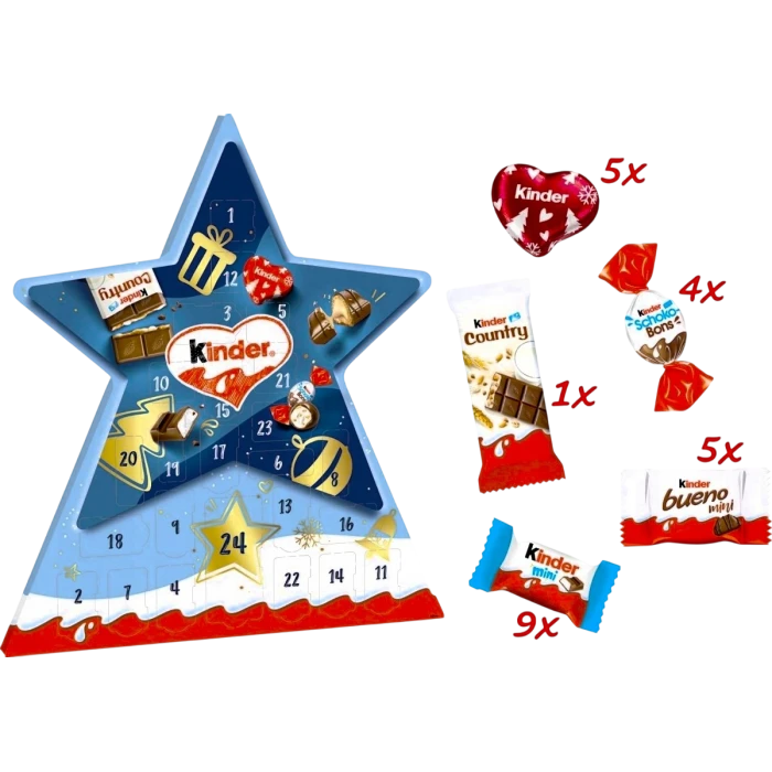 Адвент-календарь Kinder Star, 149 г (24 конфеты) - 