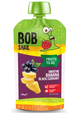 Фруктове пюре Bob Snail Смузі Банан-Чорна Смородина пастеризоване, 120 г