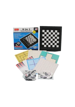 Игровой набор шахмат арт. 304E, 8 в 1, в короб. 19х17х3 см