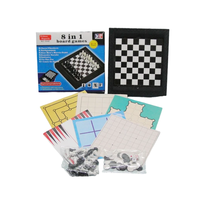 Ігровий набір шахів арт. 304E, 8 в 1, в короб. 19х17х3 см - 