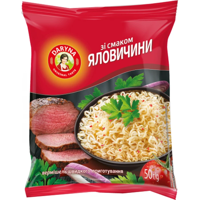 Вермішель швидкого приготування Daryna зі смаком яловичини, 50 г - 