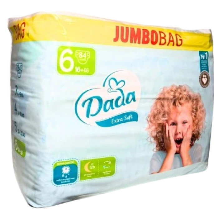 Подгузники детские DADA Jumbo Bag 6 (16+ кг), 84 шт - 