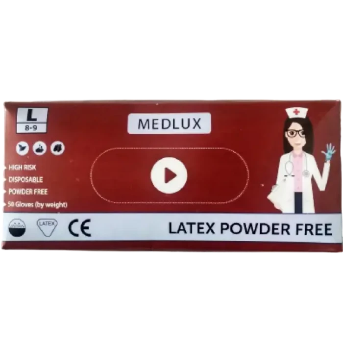 Рукавички латексные Medlux синие L 50 шт, 25 пар - 