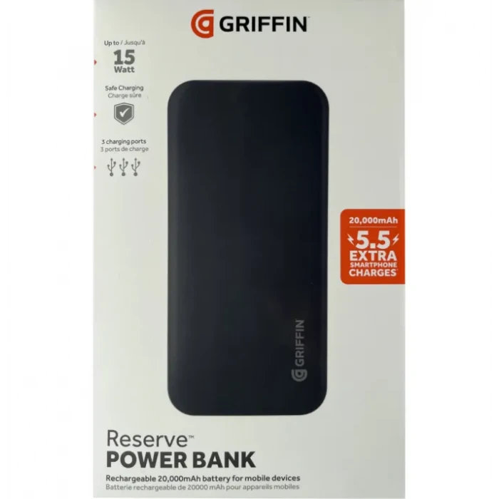 Акумулятор універсальний Griffin 20000mAh GP-149 Black (для Wi-Fi роутера) - 
