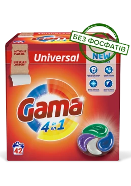 Капсули для прання Gama 4в1 універсальні, 42 шт