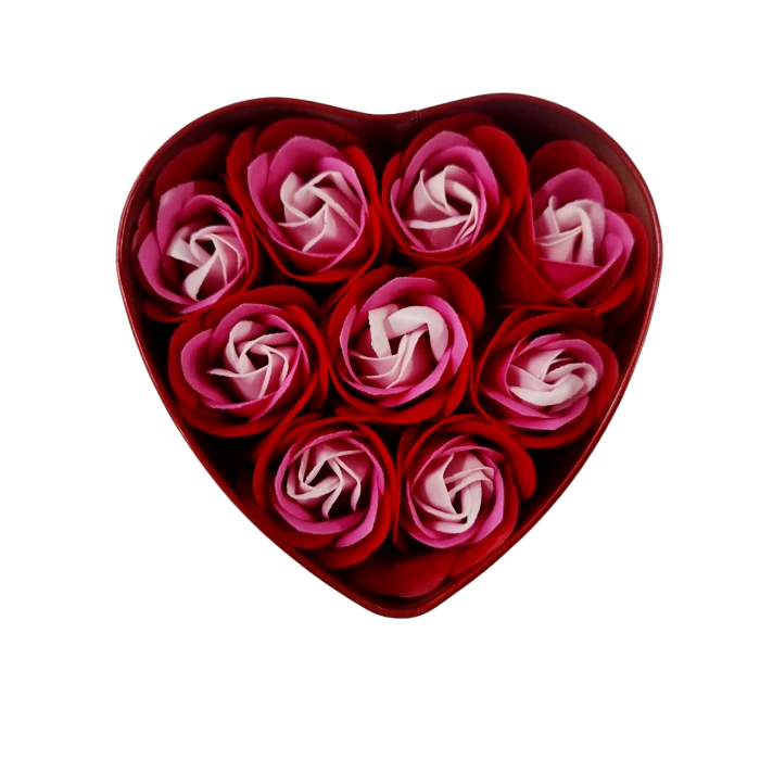 Подарочный набор Мыльные розы для ванны в форме сердца, 9 штук - 