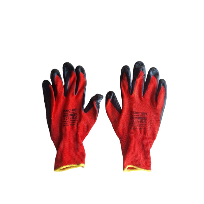 Перчатки рабочие красно-чёрные 10 размер, 1 пара - 