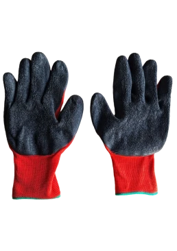 Перчатки рабочие красно-чёрные размер 7, 1 пара