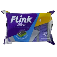 Губки кухонные "Flink Silber" утолщенная серебряная фибра, 4 шт