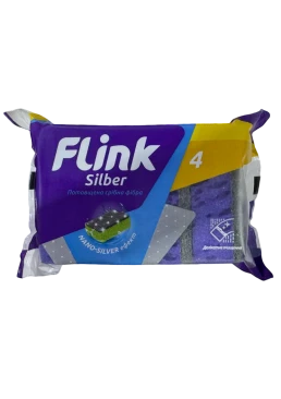 Губки кухонные "Flink Silber" утолщенная серебряная фибра, 4 шт
