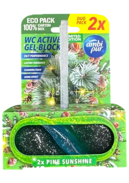Гелевый подвесной блок для туалета Ambi Pur WC Active Gel-Block Хвоя, 2х45 г