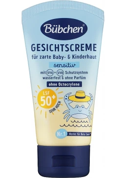 Солнцезащитный крем для лица Bubchen Sensitive с коэффициентом защиты SPF 50+, 50 мл