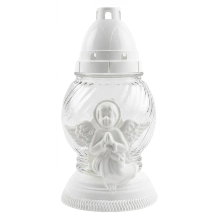 Лампадка скляна рельєфна OREOLA 400 "Ангел", 19.5 см - 