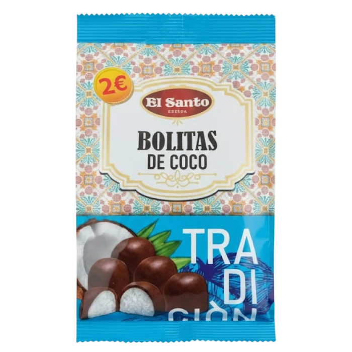 Цукерки El Santo "Bolitas" з кокосовою начинкою в шоколаді, 160 г - 