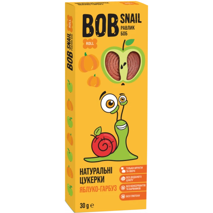 Натуральные конфеты Bob Snail Яблоко-Тыква, 30 г - 