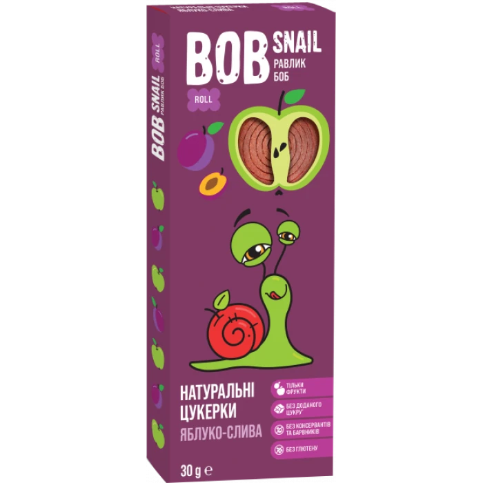 Натуральні цукерки Bob Snail Яблуко-слива, 30 г - 