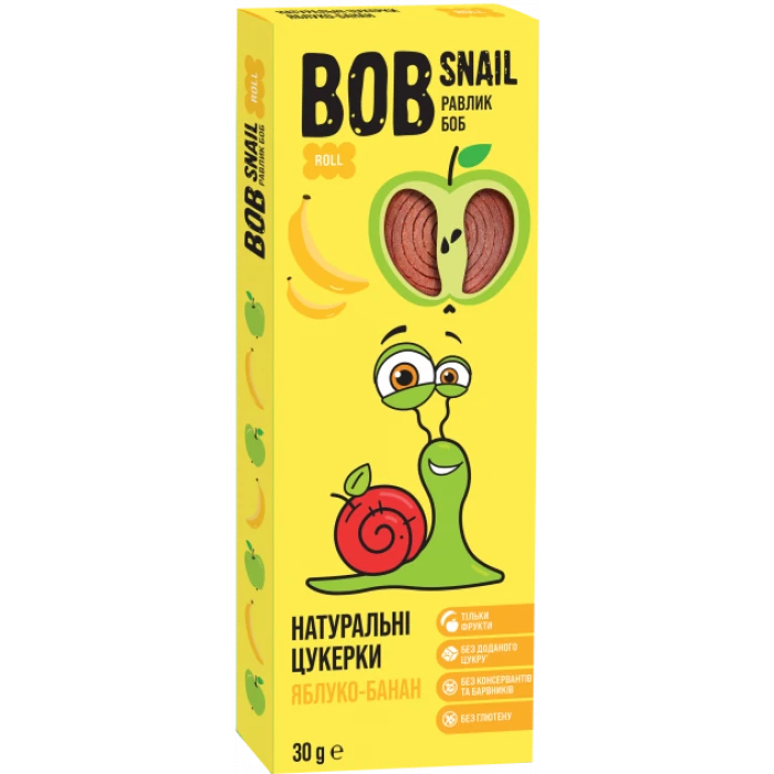 Натуральні цукерки Bob Snail Яблуко-Банан, 30 г - 