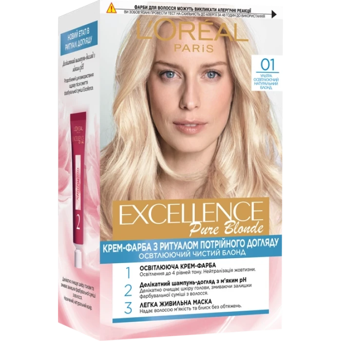 Краска для волос L'Oreal Paris Excellence оттенок 01 - Супер-осветляющий русый натуральный, 1 шт - 
