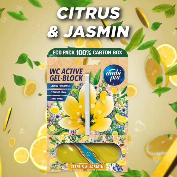 Гелевий підвісний блок для туалету Ambi Pur WC Active Gel-Block Цитрус і жасмин, 2х45 г - 