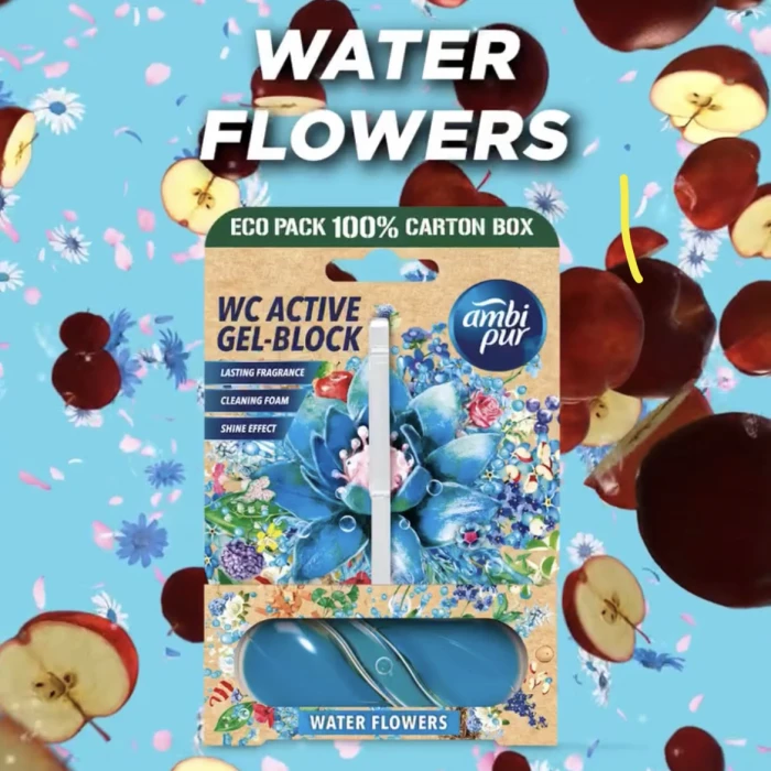 Гелевый подвесной блок для туалета Ambi Pur WC Active Gel-Block Водяные цветы, 2х45 г - 