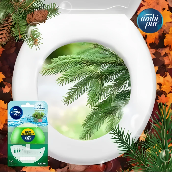 Подвесной блок для туалета Ambi Pur Odor Stop 5в1 Чайное дерево и пихта, 55 г - 